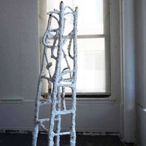 Hug is a language for the place · A seat for two · paper mache、mixed media · 20x20x80 · 2021