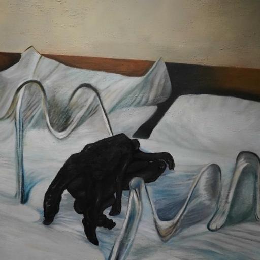 Turtle or Rock · FInest Tooth · acrylic and cement on canvas · 48x36 · 2022