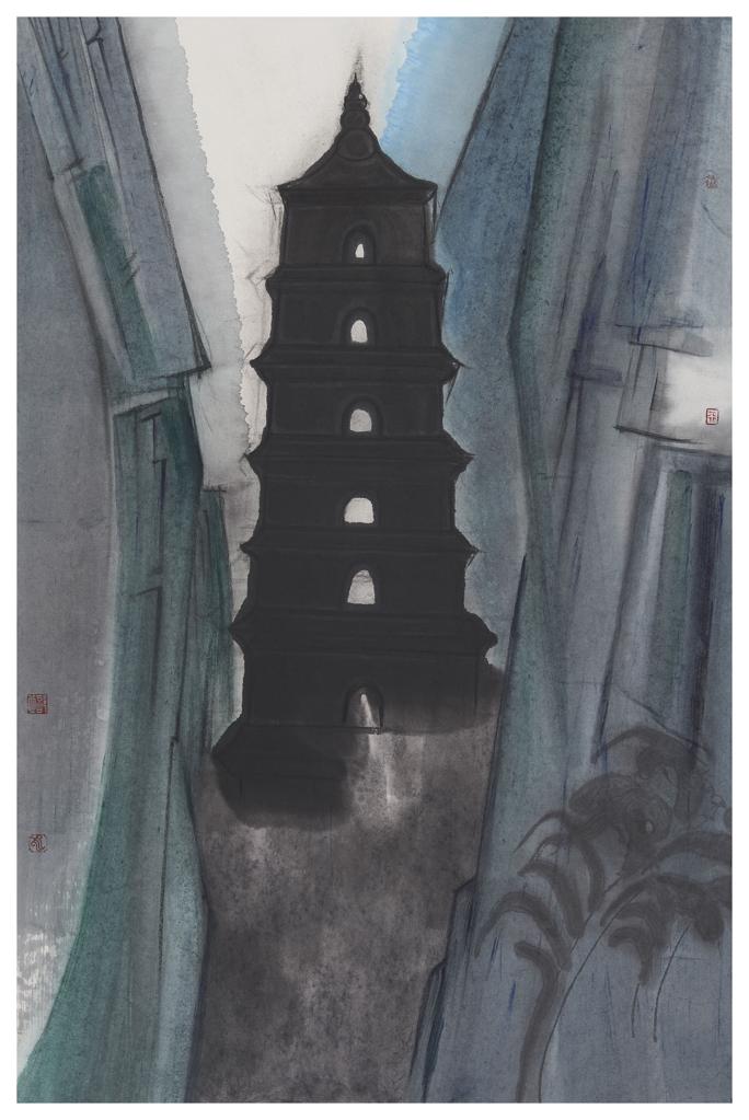 As It Is · Hidden in Green (《如是 · 绿隐》) · Ink Painting on Paper(纸本水墨) · 45x70cm · 2020
