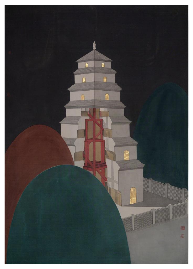 As It Is · Homeland (《如是 · 故乡》) · Rich Color Silk Painting(绢本重彩) · 62x86cm · 2020