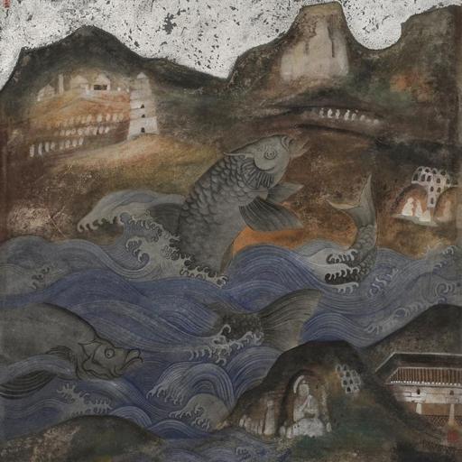 As It Is · In the Northern Darkness There is A Fish (《如是 · 北冥有鱼》) · Fine Brushwork and Heavy Color(工笔重彩) · 66x92cm · 2018