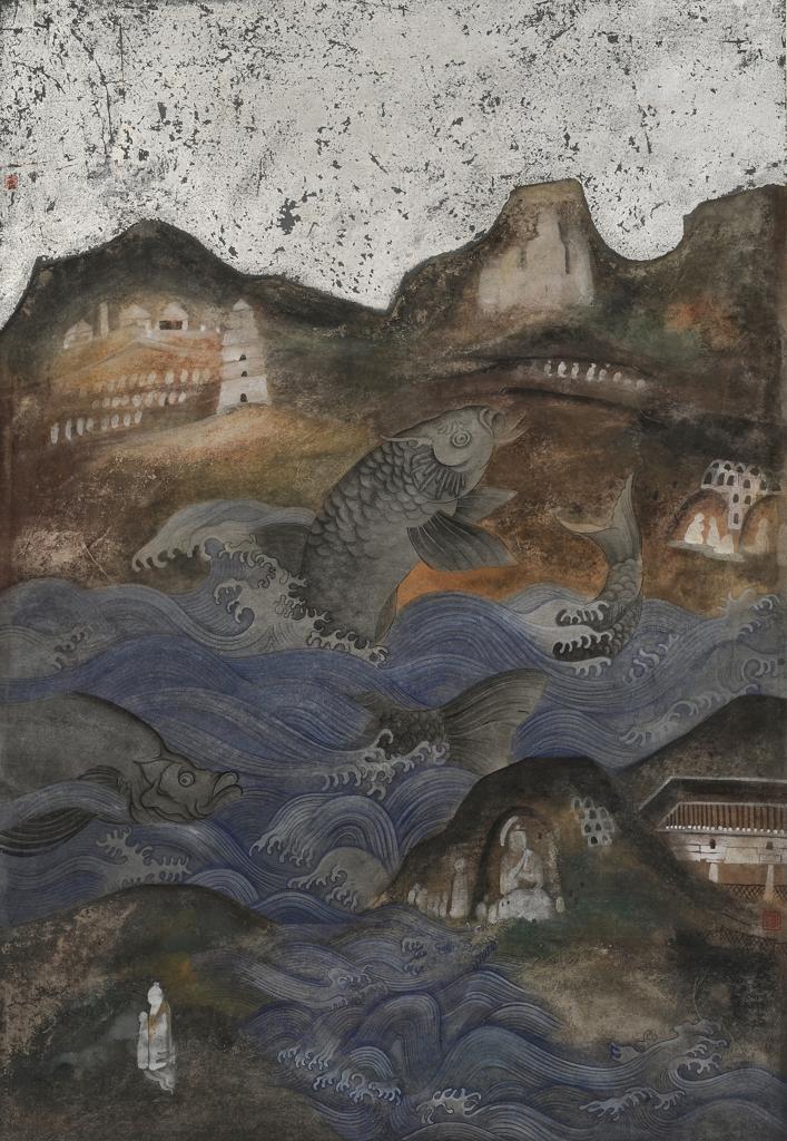 As It Is · In the Northern Darkness There is A Fish (《如是 · 北冥有鱼》) · Fine Brushwork and Heavy Color(工笔重彩) · 66x92cm · 2018