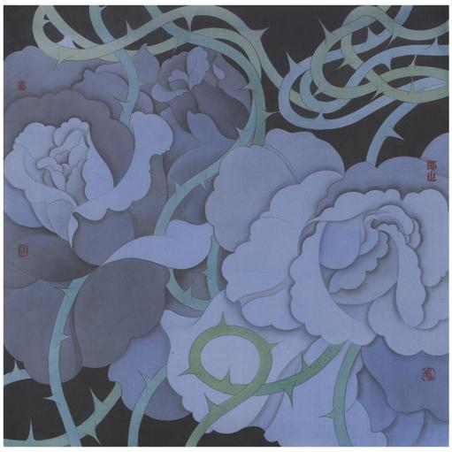 Clear Uncertainty · Blue Enchantress (《清澈的暧昧 · 蓝色妖姬》) · Silk(绢本设色) · 40x40cm · 2023