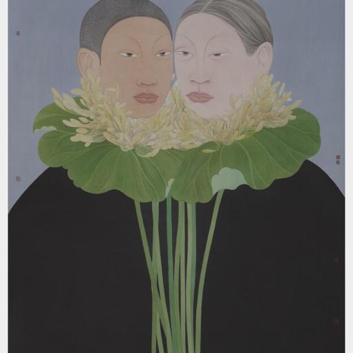 Clear Uncertainty · City Blossoms 2 (《清澈的暧昧 · 城市花香 · 2》) · Silk(绢本设色)、Mineral Color(矿物色) · 72x95cm · 2022