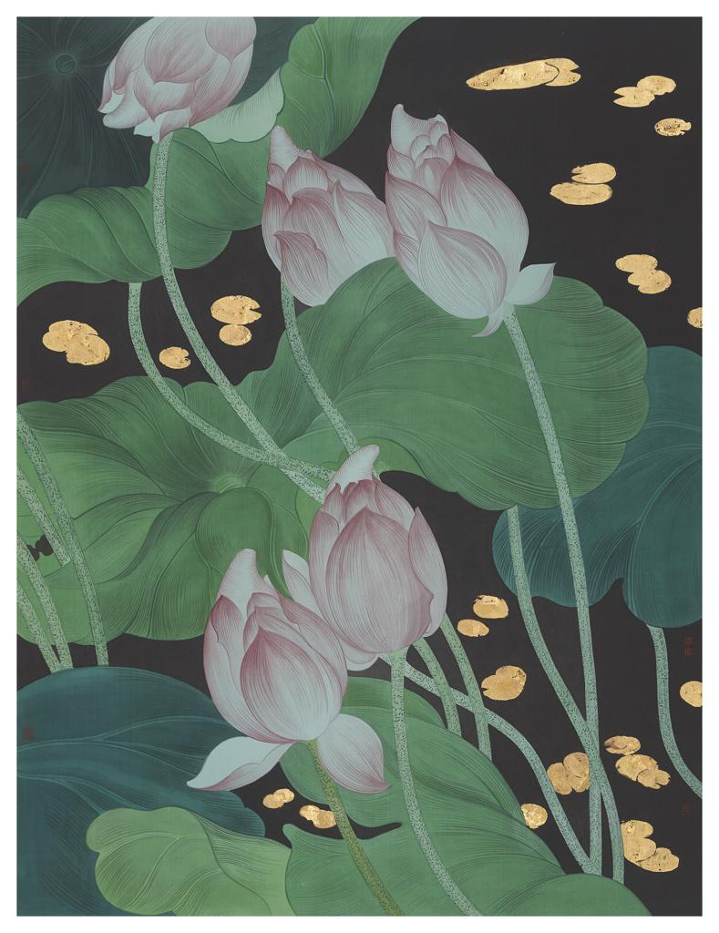 Clear Uncertainty · Clear Uncertainty (《清澈的暧昧 · 清澈的暧昧 · 2》) · Fine Brushwork and Heavy Color(工笔重彩)、Silk(绢本设色)、Mineral Color(矿物色) · 72x95cm · 2021