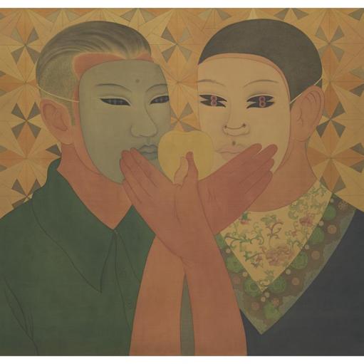 Clear Uncertainty · Liar (《清澈的暧昧 · 说谎者》) · Fine Brushwork and Heavy Color(工笔重彩)、Silk(绢本设色)、Mineral Color(矿物色) · 72x95cm · 2022
