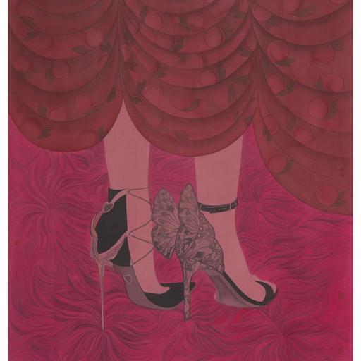 Clear Uncertainty · Peaches and Velvet (《清澈的暧昧 · 蜜桃与丝绒》) · 0 · 72x95cmFine Brushwork and Heavy Color(工笔重彩) · 2022