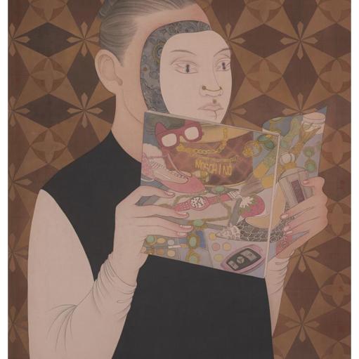 Clear Uncertainty · Reading Poetry for You (《清澈的暧昧 · 为你读诗》) · Silk(绢本设色)、Mineral Color(矿物色) · 72x95cm · 2022