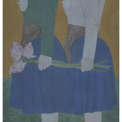 Clear Uncertainty · Secret (《清澈的暧昧 · 秘密》) · Fine Brushwork and Heavy Color(工笔重彩) · 75x100cm · 2022