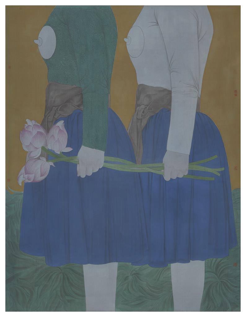 Clear Uncertainty · Secret (《清澈的暧昧 · 秘密》) · Fine Brushwork and Heavy Color(工笔重彩) · 75x100cm · 2022
