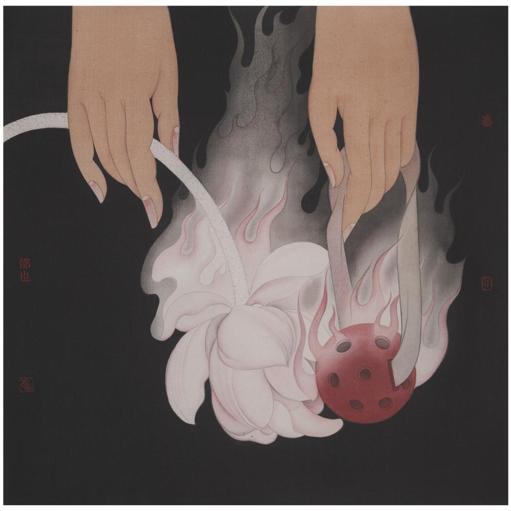 Clear Uncertainty · Strength Training (《清澈的暧昧 · 力量训练》) · Silk(绢本设色) · 40x40cm · 2023
