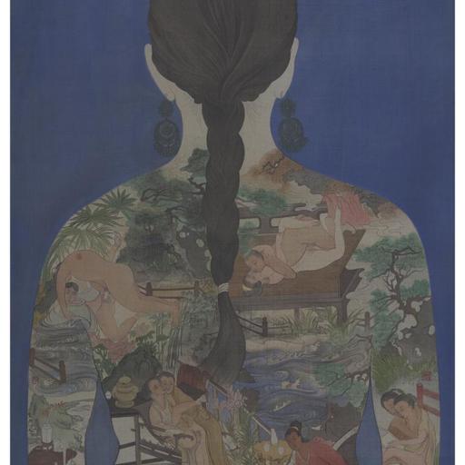 Clear Uncertainty · Tattoo (《清澈的暧昧 · 刺青》) · Color on Silk(绢本设色) · 85x62cm · 2021