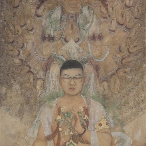 Devotee · Devotee 4 (《膜拜者 · 膜拜者 · 4》) · Fine Brushwork and Heavy Color(工笔重彩) · 180cmx90cm ·2014