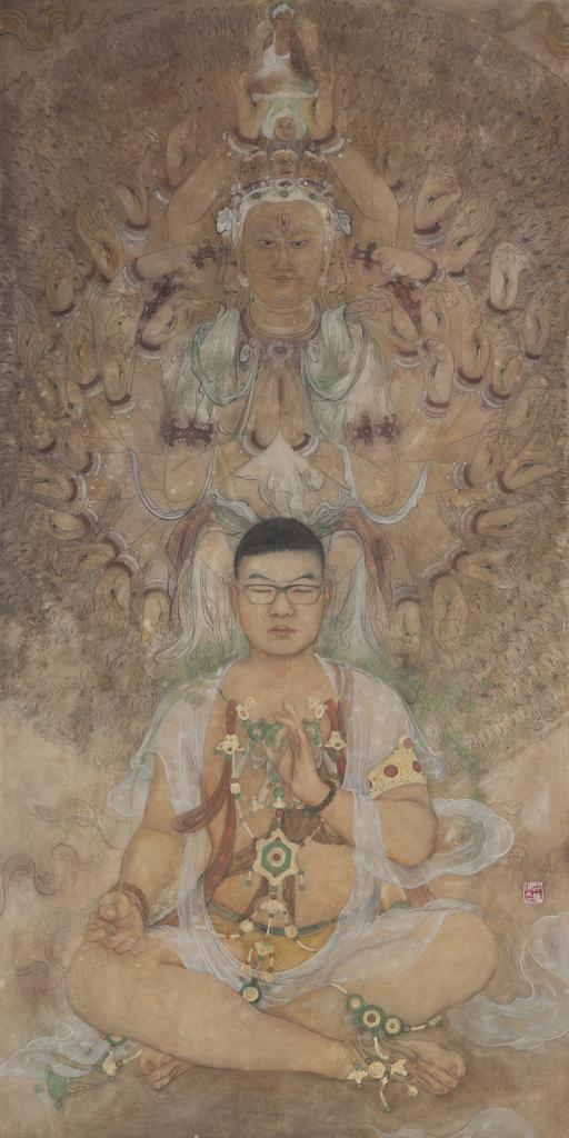 Devotee · Devotee 4 (《膜拜者 · 膜拜者 · 4》) · Fine Brushwork and Heavy Color(工笔重彩) · 180cmx90cm ·2014
