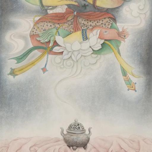 Devotee · Devotee 5 (《膜拜者 · 膜拜者 · 5》) · Fine Brushwork and Heavy Color(工笔重彩) · 145cmx70cm · 2013