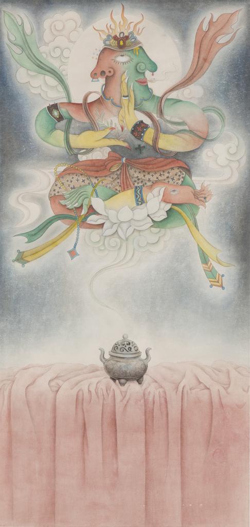 Devotee · Devotee 5 (《膜拜者 · 膜拜者 · 5》) · Fine Brushwork and Heavy Color(工笔重彩) · 145cmx70cm · 2013