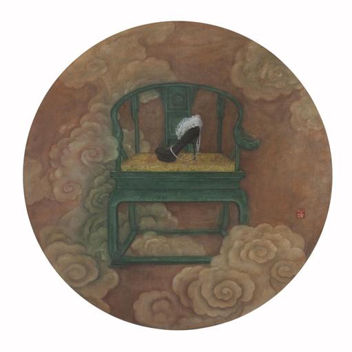 Devotee · Faith 2 (《膜拜者 · 信仰 · 2》) · Fine Brushwork and Heavy Color(工笔重彩) · 100cm(diameter) · 2014