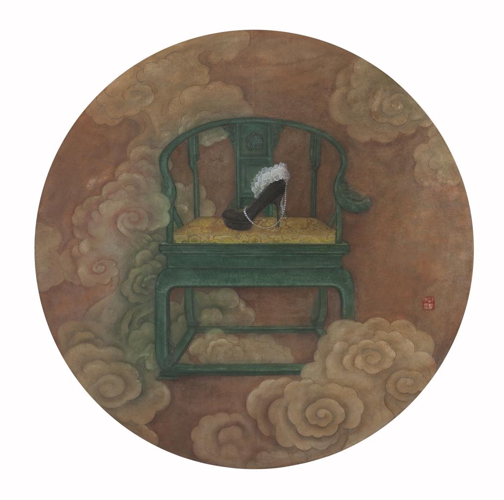 Devotee · Faith 2 (《膜拜者 · 信仰 · 2》) · Fine Brushwork and Heavy Color(工笔重彩) · 100cm(diameter) · 2014
