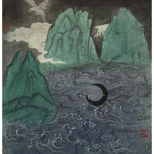 From Blossoms to Withered Dreams · Geese Flying South (《花至荼蘼梦为马 · 南飞雁》) · Fine Brushwork and Heavy Color(工笔重彩) · 24x27cm · 2017