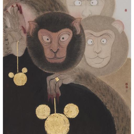 From Blossoms to Withered Dreams · Show (《花至荼蘼梦为马 · SHOW》) · Fine Brushwork and Heavy Color(工笔重彩)、Paper(纸本)、Mineral Color(矿物色)、金箔 · 47x70cm · 2022