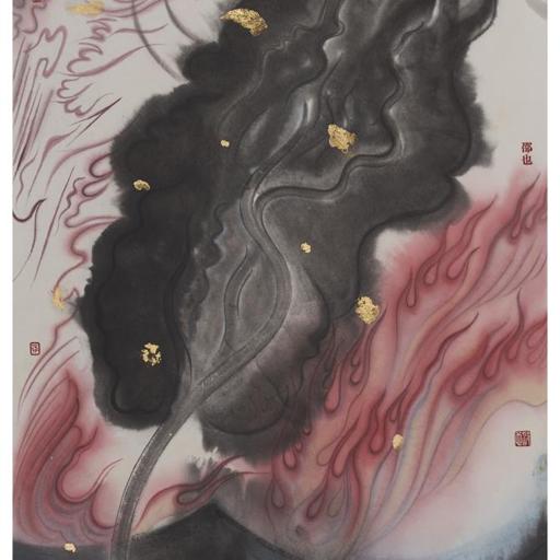 From Blossoms to Withered Dreams · The Approaching Heavy Rain (《花至荼蘼梦为马 · 大雨将至》) · Ink Painting on Paper(纸本水墨) · 46x70cm · 2022