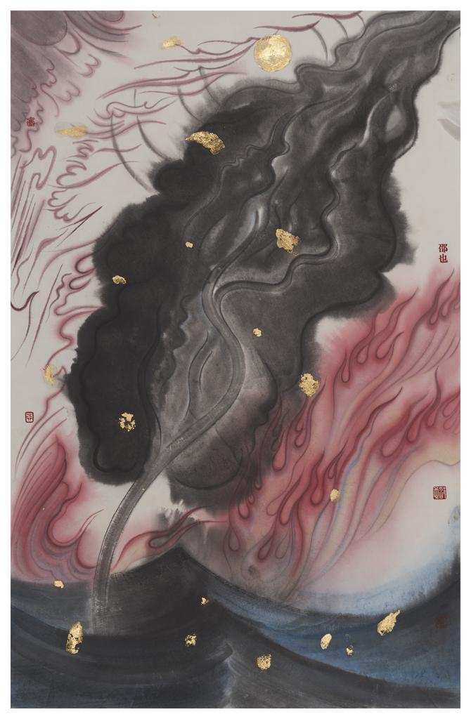 From Blossoms to Withered Dreams · The Approaching Heavy Rain (《花至荼蘼梦为马 · 大雨将至》) · Ink Painting on Paper(纸本水墨) · 46x70cm · 2022