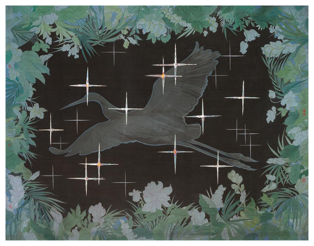From Blossoms to Withered Dreams · The Brightest Star in the Night Sky (《花至荼蘼梦为马 · 夜空中最亮的星》) · Fine Brushwork and Heavy Color(工笔重彩) · 77x100cm · 2021