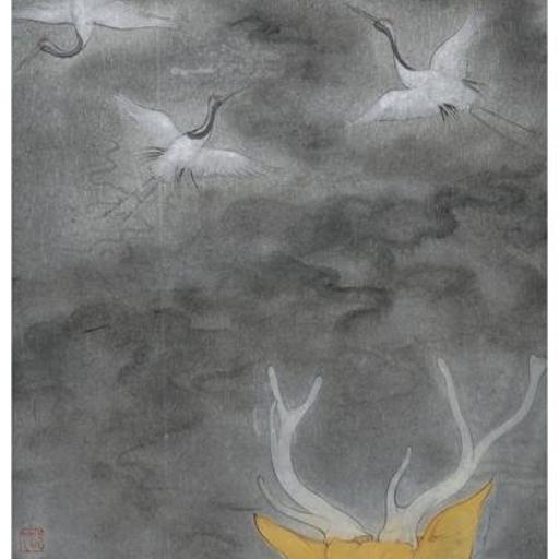 From Blossoms to Withered Dreams · Waiting for the Wind (《花至荼蘼梦为马 · 等风来》) · Fine Brushwork and Heavy Color(工笔重彩) · 34x89cm · 2019