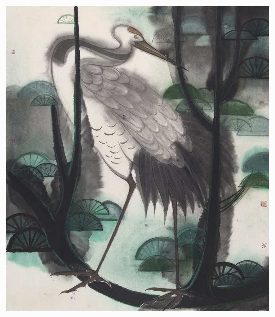 Psychotherapy · A Group of Pines (《精神疗法 · 一众松》) · Ink Painting on Paper(纸本水墨) · 60x70cm · 2020