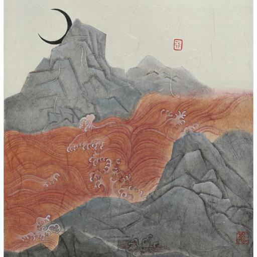 Psychotherapy · Blinding Moon (《精神疗法 · 眩月》) · Fine Brushwork and Heavy Color(工笔重彩) · 24x27cm · 2017