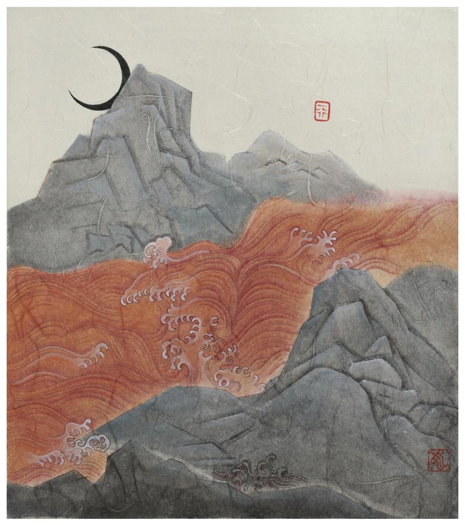 Psychotherapy · Blinding Moon (《精神疗法 · 眩月》) · Fine Brushwork and Heavy Color(工笔重彩) · 24x27cm · 2017