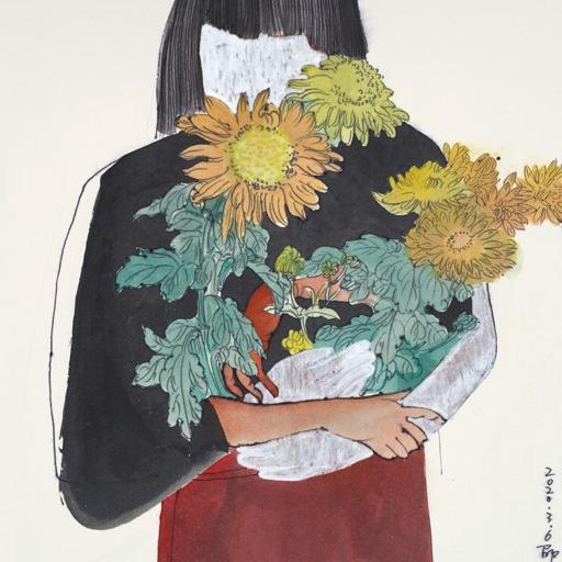 Psychotherapy · Love (《精神疗法 · 爱情》) · 纸本综合 · 28x35cm · 2020
