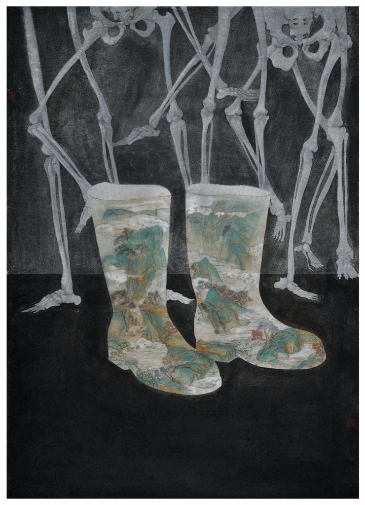 Psychotherapy · Story of Imprisonment (《精神疗法 · 囹圄之说》) · Fine Brushwork and Heavy Color(工笔重彩) · 66x92cm · 2018