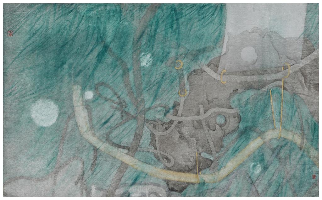 Psychotherapy · Tying grass into a ring (《精神疗法 · 结草衔环》) · Fine Brushwork and Heavy Color(工笔重彩) · 41x66cm · 2018