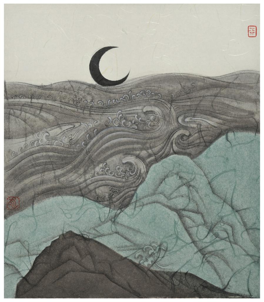 Tales and Legends · Blinding Moon 2 (《故事和传说 · 眩月 · 2》) · Fine Brushwork and Heavy Color(工笔重彩) · 24x27cm · 2017