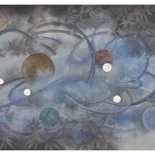 Tales and Legends · Cloud Boat (《故事和传说 · 云舟》) · Fine Brushwork and Heavy Color(工笔重彩) · 66x136cm · 2022