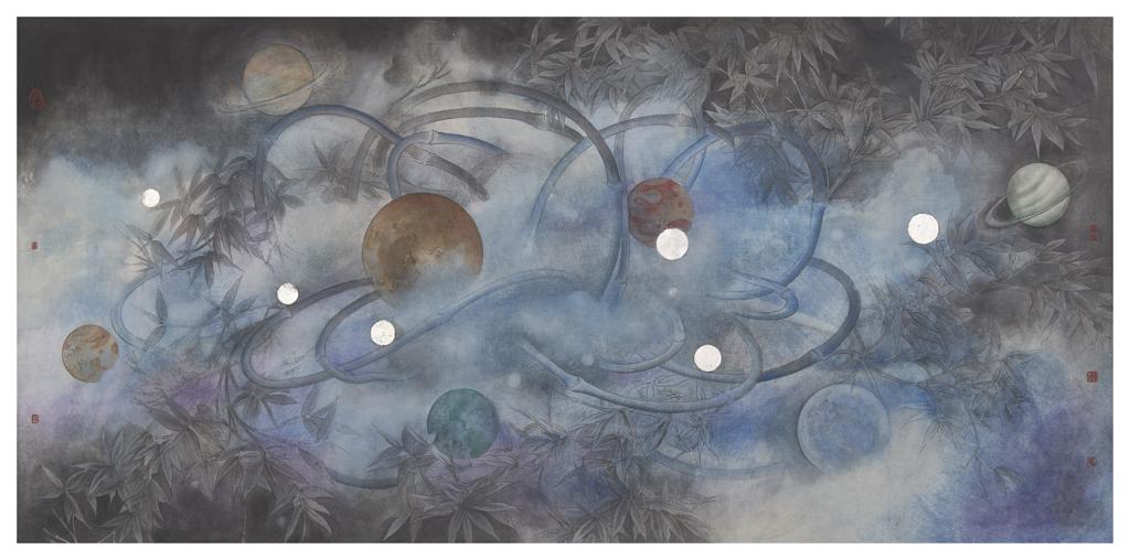 Tales and Legends · Cloud Boat (《故事和传说 · 云舟》) · Fine Brushwork and Heavy Color(工笔重彩) · 66x136cm · 2022