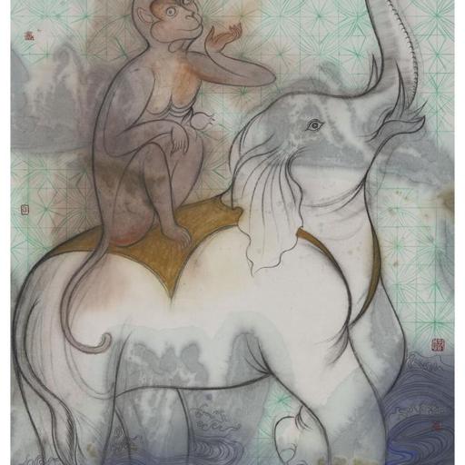 Tales and Legends · Crossing (《故事和传说 · 渡》) · Ink Painting on Paper(纸本水墨) · 47x69cm · 2020