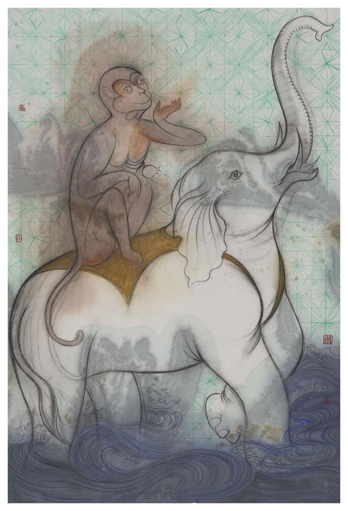 Tales and Legends · Crossing (《故事和传说 · 渡》) · Ink Painting on Paper(纸本水墨) · 47x69cm · 2020