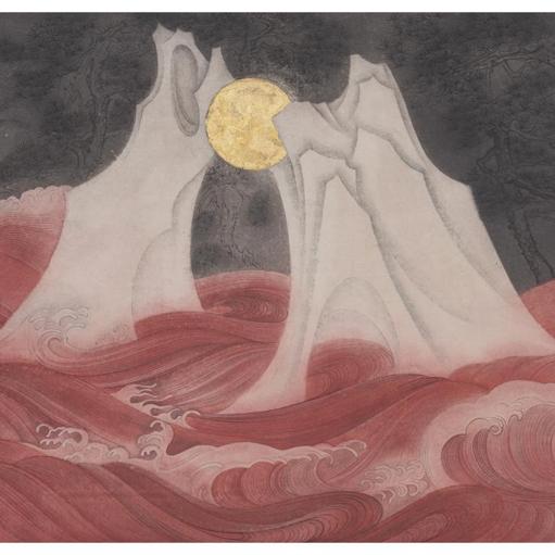 Tales and Legends · The Same Moon 3 (《故事和传说 · 同一个月亮 · 3》) · Fine Brushwork and Heavy Color(工笔重彩) · 37x53cm · 2021