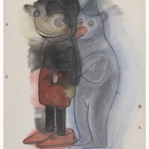 Tales and Legends · Where is Mickey? (《故事和传说 · 米奇去哪里》) · Ink Painting on Paper(纸本水墨) · 60x70cm · 2021