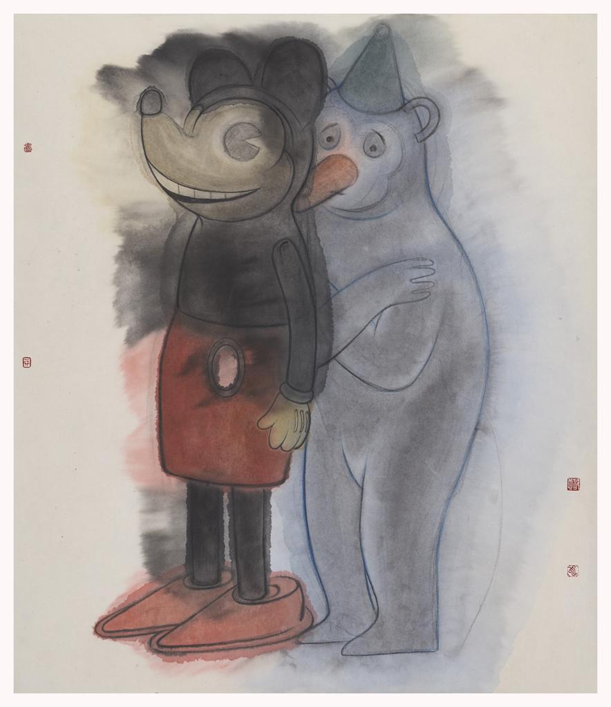 Tales and Legends · Where is Mickey? (《故事和传说 · 米奇去哪里》) · Ink Painting on Paper(纸本水墨) · 60x70cm · 2021