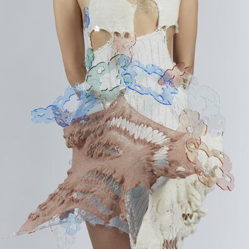 Into merged reality, an alternative fantasy · Mohair, alpaca, wool, cashmere, cotton, acrylic, transparent yarns · New York, United States · 2023
