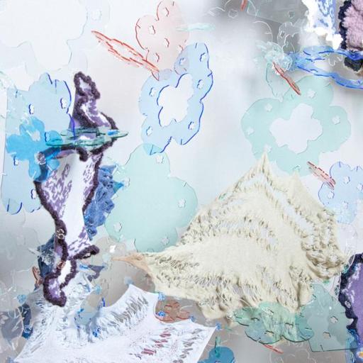 Into merged reality, an alternative fantasy · Mohair, alpaca, wool, cashmere, cotton, acrylic, transparent yarns · New York, United States · 2023