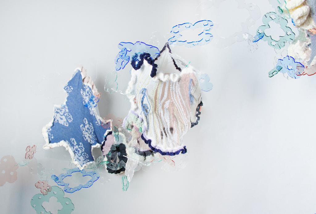 Into merged reality, an alternative fantasy · Mohair, alpaca, wool, cashmere, cotton, acrylic, transparent yarns · New York, United States · 2023