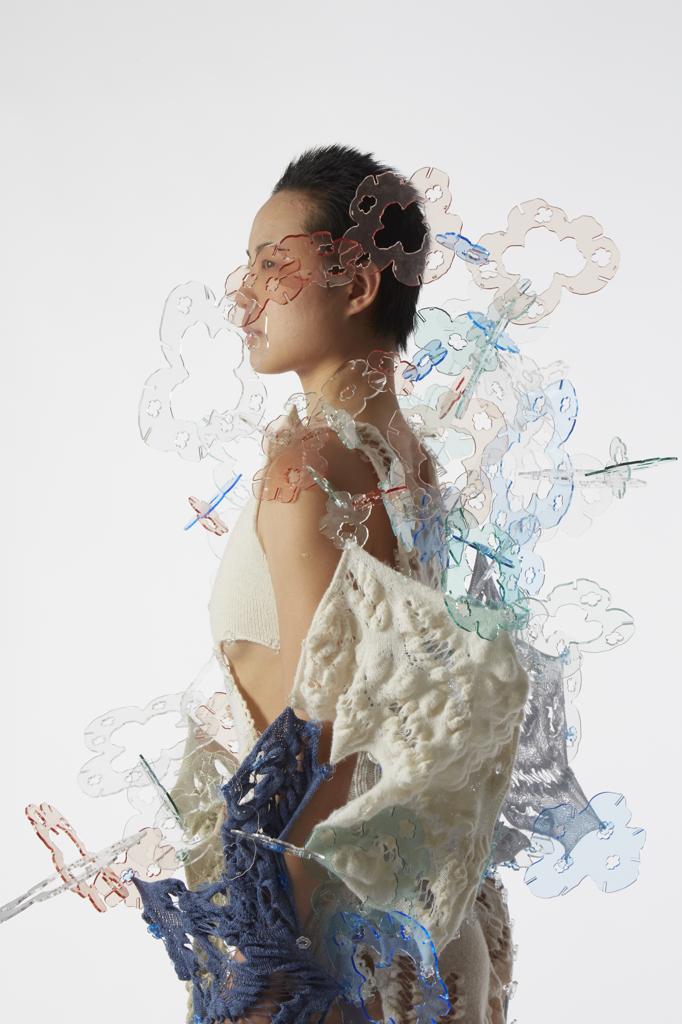 Into merged reality, an alternative fantasy · Mohair, alpaca, wool, cashmere, cotton, acrylic, transparent yarns · New York, United States · 2023