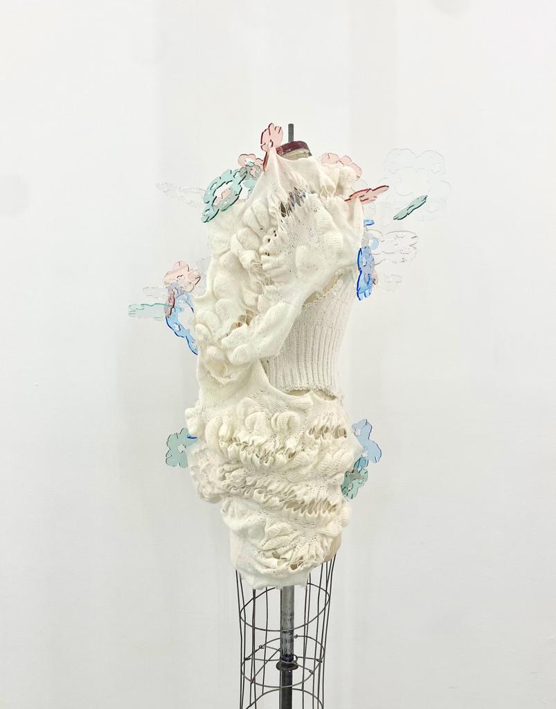 Into merged reality, an alternative fantasy · Mohair, alpaca, wool, cashmere, cotton, acrylic, transparent yarns · New York, United States · 2023