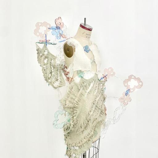 Into merged reality, an alternative fantasy · Mohair, alpaca, wool, cashmere, cotton, acrylic, transparent yarns · New York, United States · 2023