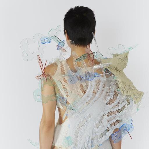 Into merged reality, an alternative fantasy · Mohair, alpaca, wool, cashmere, cotton, acrylic, transparent yarns · New York, United States · 2023